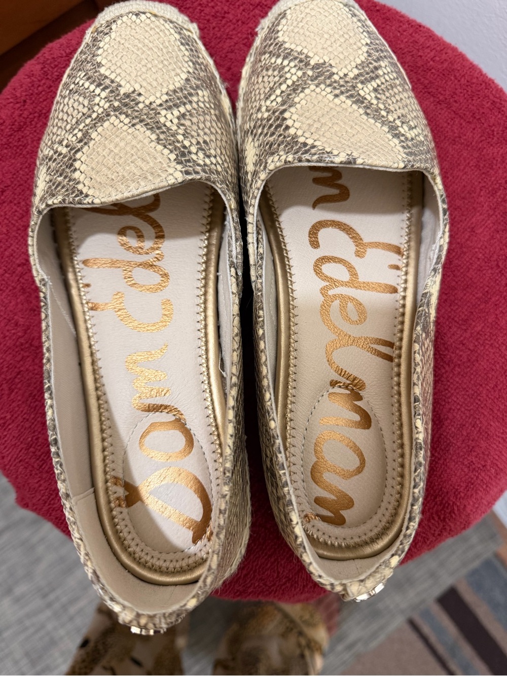Sam Edelman Neutral Snakeskin-Print Slip-On Espadrilles